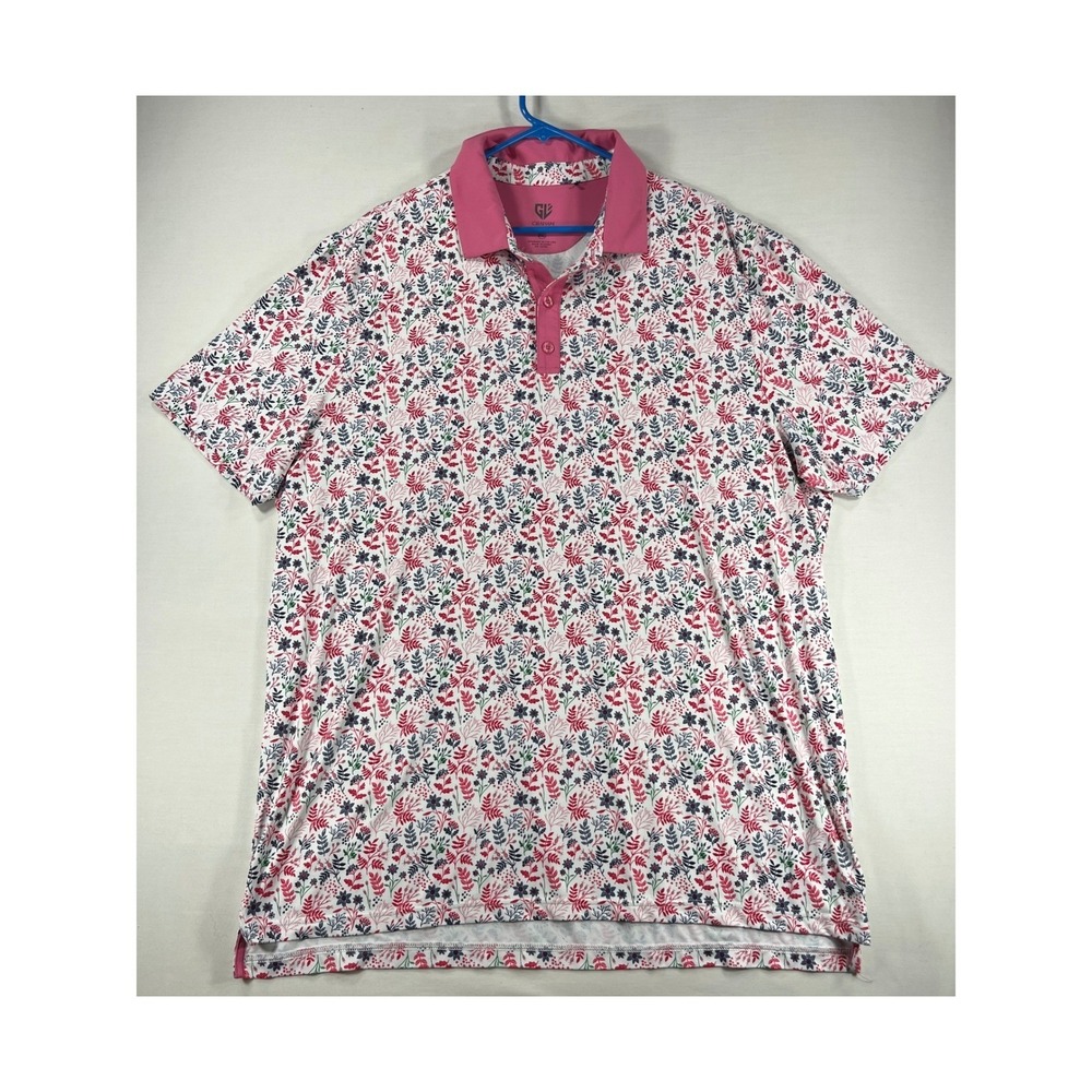 Graham Luxe Mens 2XL Winter Flower Floral Performance Golf Polo Shirt - Picture 2 of 6